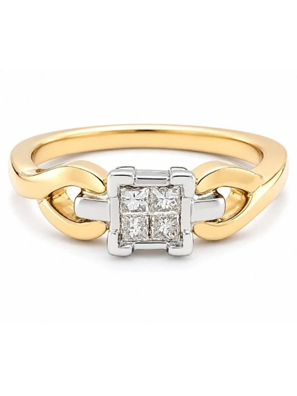 Genuine 0.58 Cts Diamond Princess Cut Engagement Ring 10k Yellow Gold